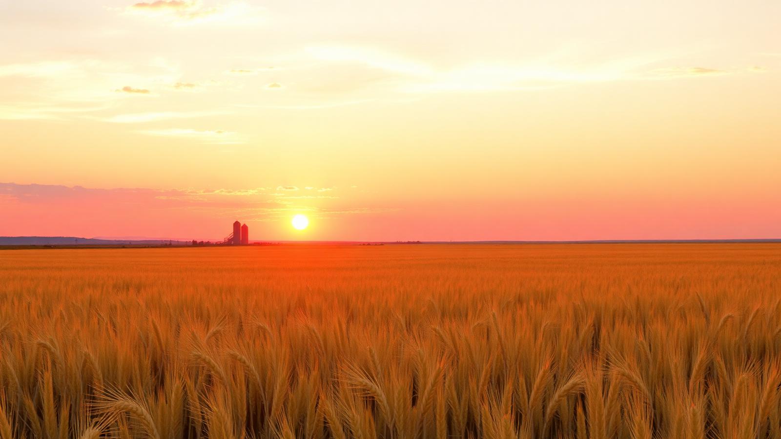 Golden Montana wheat field at sunset